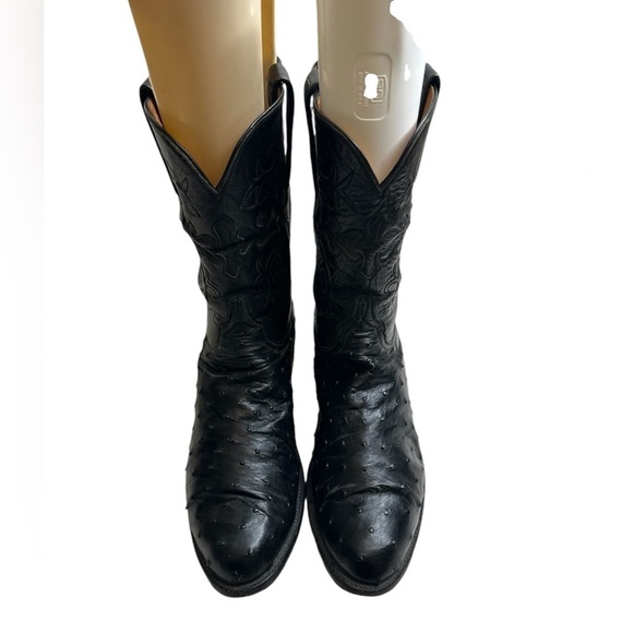 Lucchese Black Full Quill Ostrich Leather Cowboy Western Boots Men\'s 10.5 main image 6